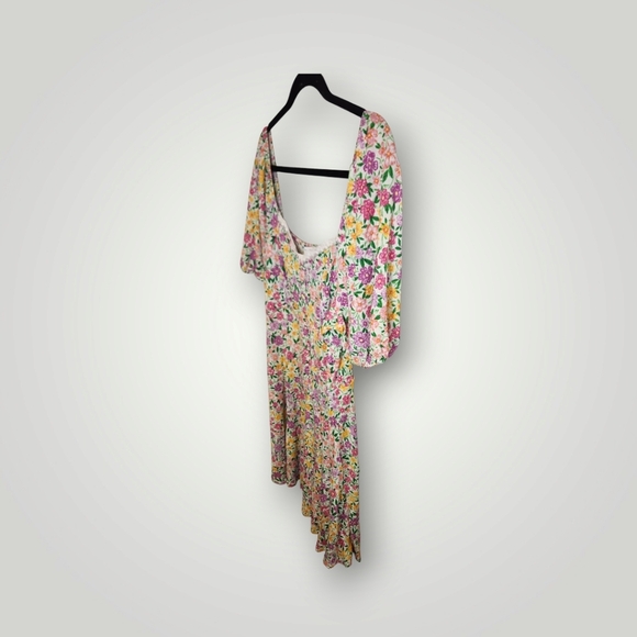 ASOS DESIGN short sleeve mini tea dress with lace trim in bright floral sundress - Picture 5 of 15